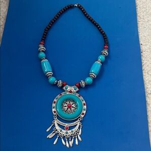 Turquoise and Silver Statement Necklace